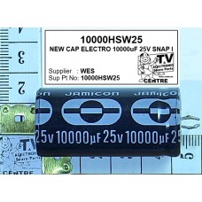 10000HSW25 Capacitor Electrolytic 10000uF 25V Snap-In 10000HSW25 Capacitor Electrolytic 10000uF 25V Snap-In